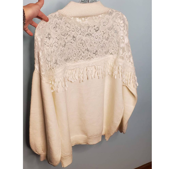 NWT! Racheal Super Soft Let It Snow Chic Lace-Detail Cream Sweater Plus Size 3XL - Picture 2 of 9